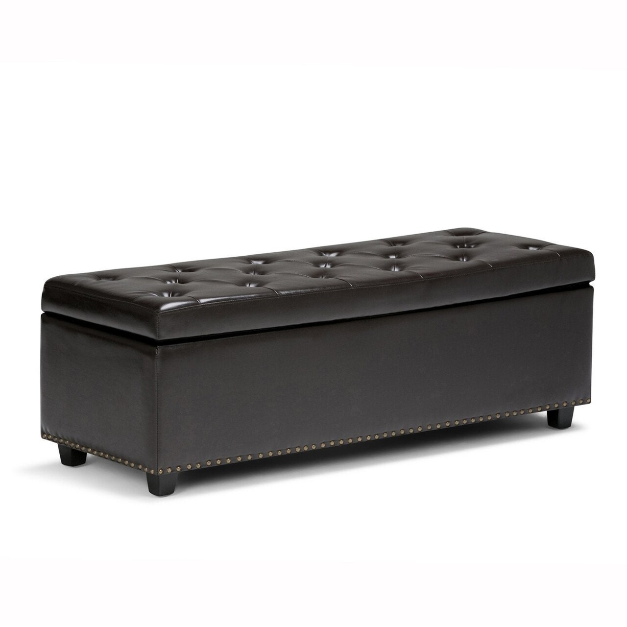 Simpli Home Hamilton 48"Rectangle Lift Top Storage Ottoman Large Storage Space